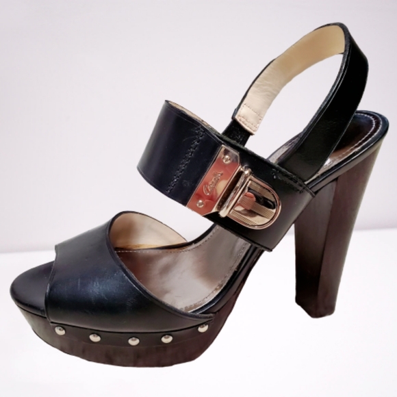 Coach Shoes - Coach Darcy Wood Heel Platform Sandals 8